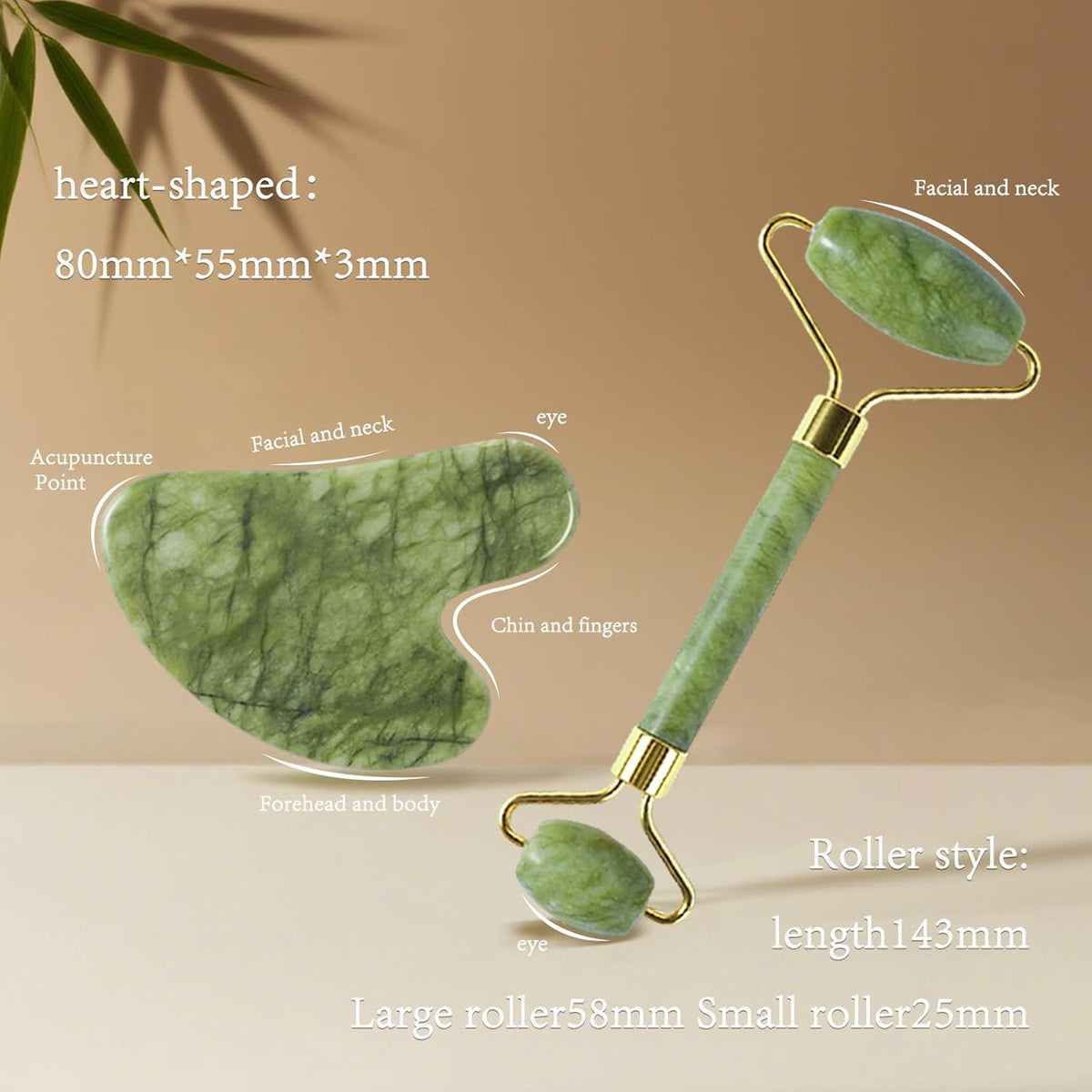 Natural Jade Roller & Gua Sha Set for Face, Facial Massager Tool for Skin Tightening, Anti-Aging, Puffiness Relief, Lymphatic Drainage - Spa Skincare Gift Set for Women