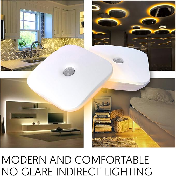 Sleep Aid LED Motion Sensor Portable Rechargeable Night Light Motion Activated Auto Sensor, Promotes melatonin Production and Healthy Sleep, ON-Off-Auto-Brightness Toggle, 2-Pack (Amber)
