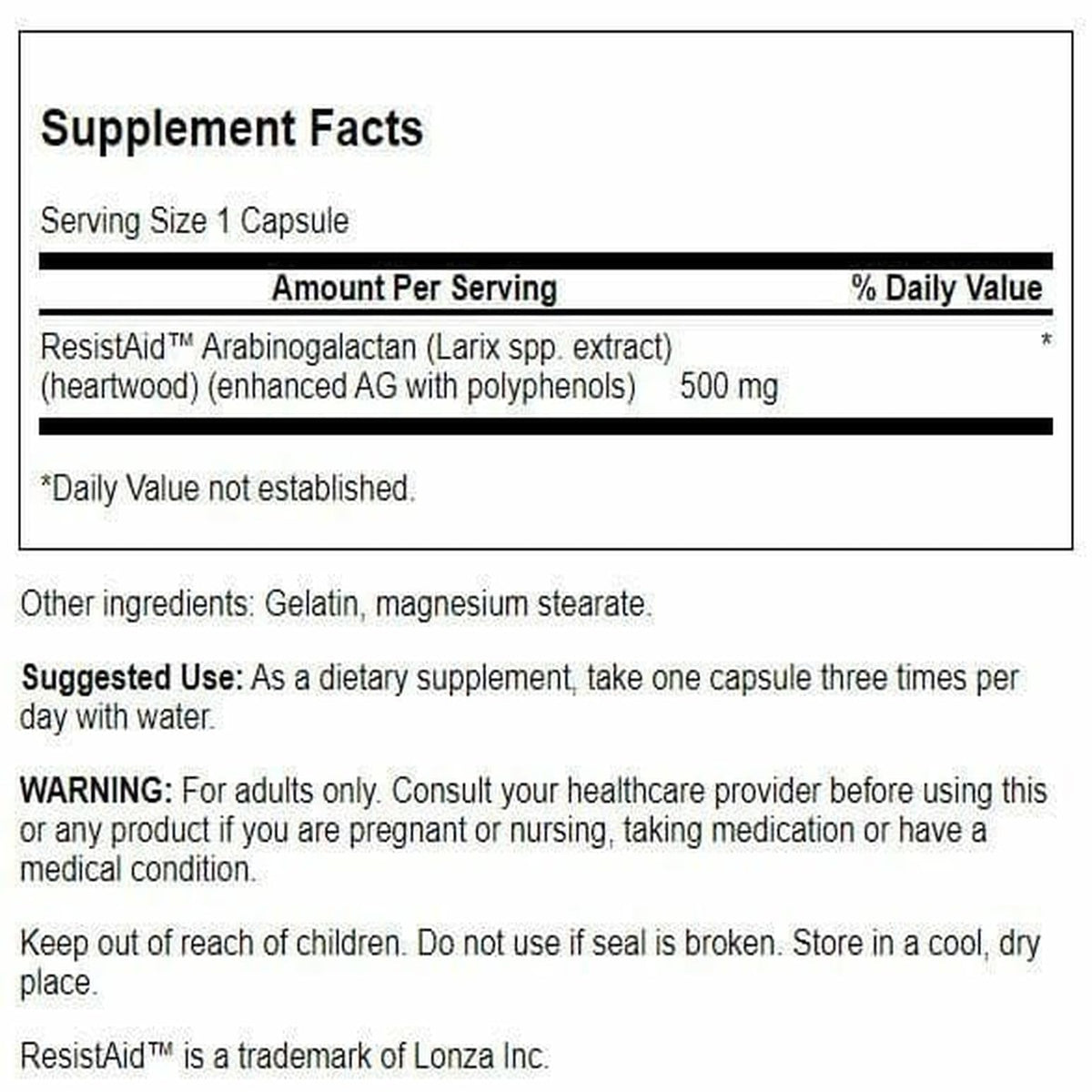 Swanson Larch Tree Arabinogalactan 500 Milligrams 90 Capsules