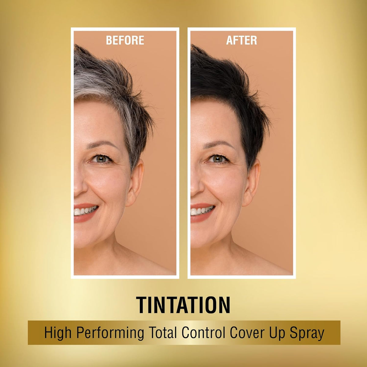 RED by Kiss 1.5OZ. Tintation Temporary Hair Color Spray, Instant Gray Root Cover Up, Water-Resistant, Smudge-Proof, Hairline & Barber Touch-Up, Quick Dry, Travel Size Spray (Black)