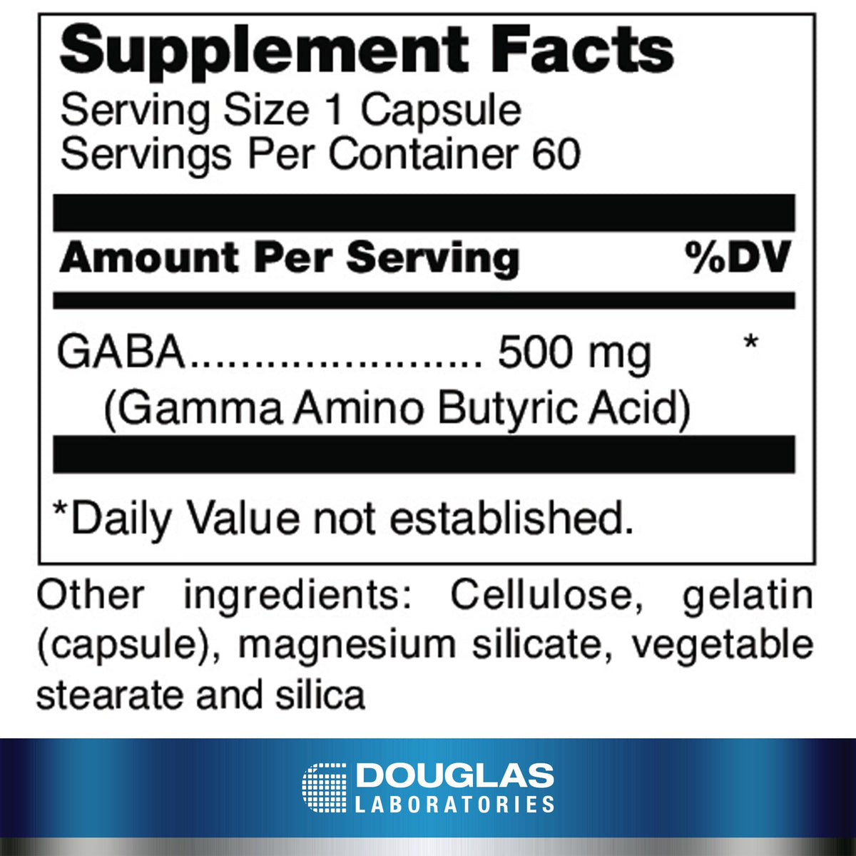 Douglas Laboratories GABA 500 mg. | Amino Acid Support for Brain Neurotransmitters, Sleep Cycles, and Body Temperature | 60 Capsules