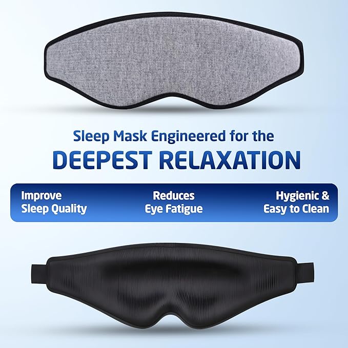 Eye Mask for Busy Professionals – 3D Blackout Sleep Mask with Zero Pressure Fit for Daytime Reset & Deep Rest (Gray)