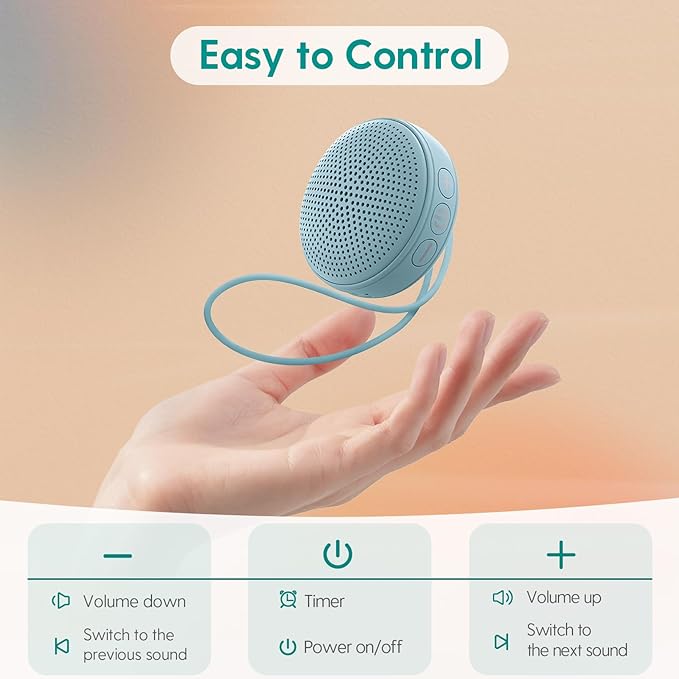 Babelio Macaron Mini Baby Sound Machine - White Noise Machine for Kids & Adults | 17 Soothing Sounds | Compact for Travel | Nursery Must-Have & Perfect Resgistry Gift - Blue