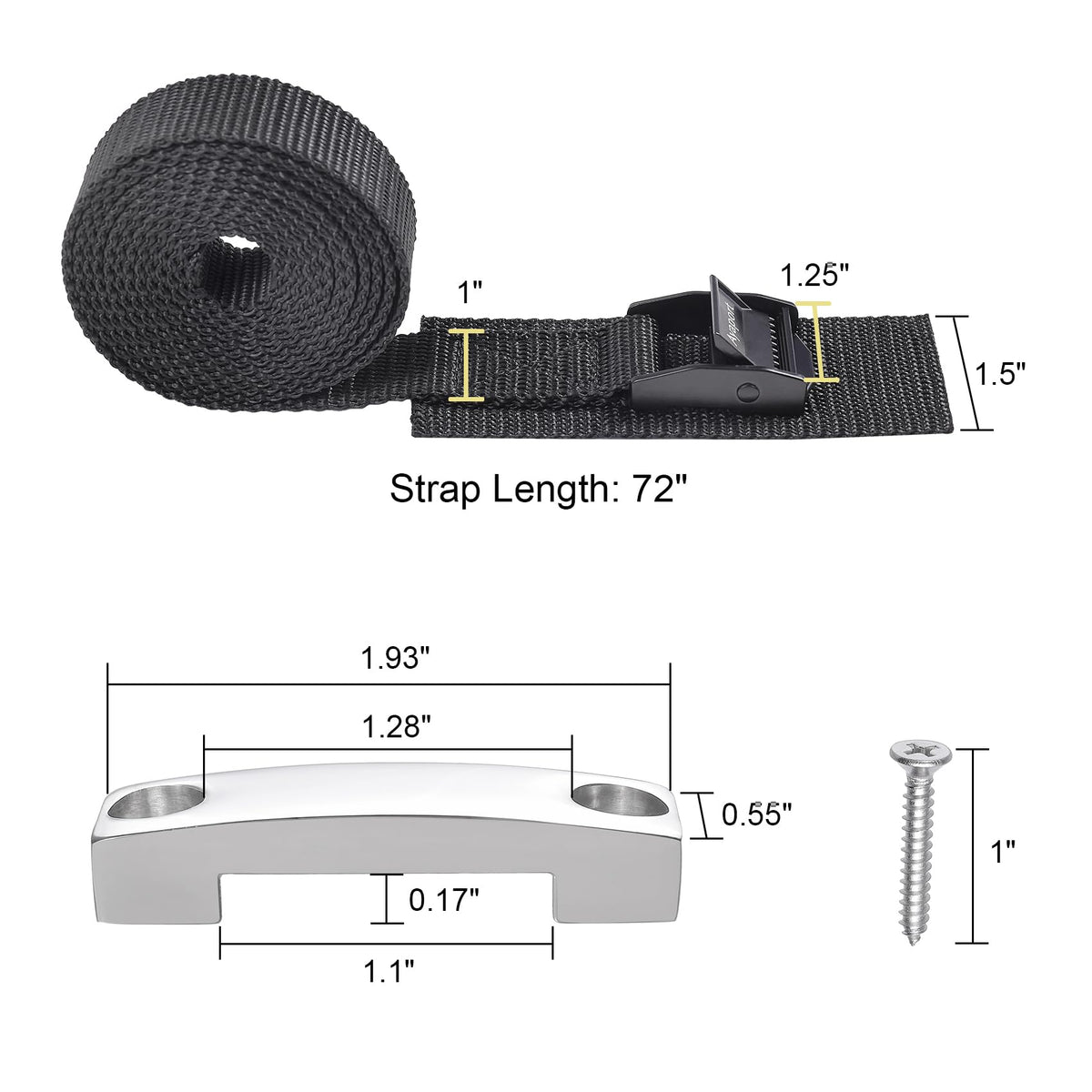 Ayaport Battery Tie Down Strap Battery Box Hold Down Kit 72”, Battery Tie Down Kit, with Stainless Steel Bracket & Screws Used for RV Battery, Accessories