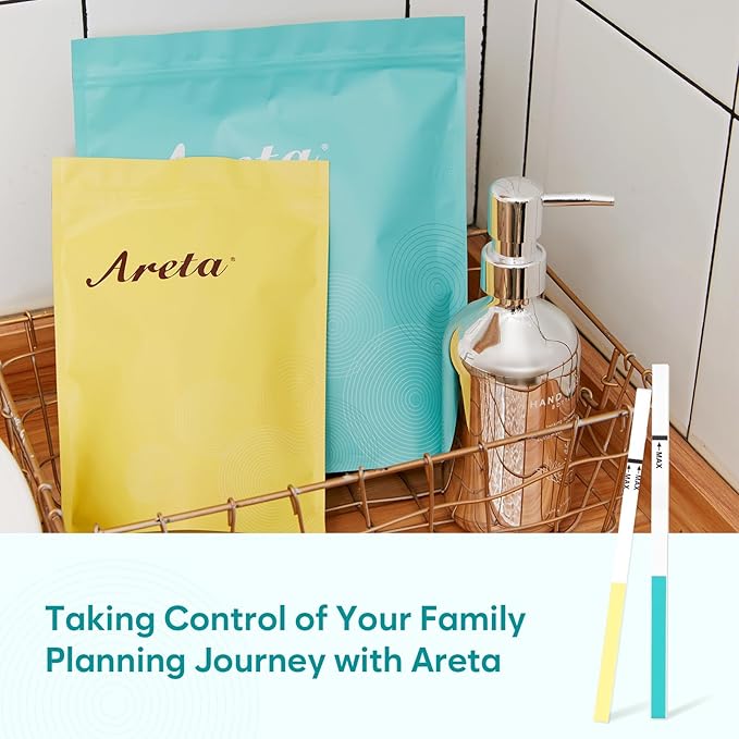 Areta Ovulation & Pregnancy Test Strips: 70 Ovulation Strips & 20 Pregnancy Tests Combo Kit | Accurate at-Home Fertility Tracker | Highly Sensitive Early Pregnancy Detection | 70 LH + 20 HCG