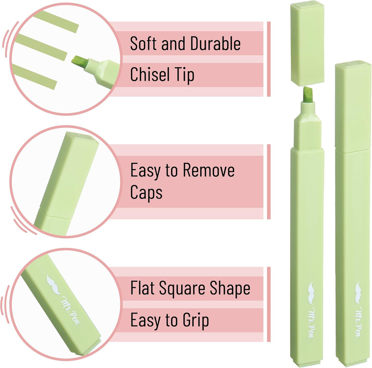 Mr. Pen- Aesthetic Highlighters, 8 Pack, Chisel Tip, Shades of Green, Cute Highlighters Assorted Colors, Back to School Supplies