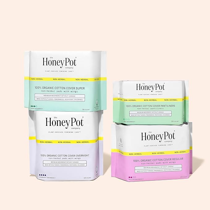 The Honey Pot Company - Non-Herbal Everyday Panty Liners for Women - Organic Cotton Cover & Ultra-Absorbent Pulp Core - Sanitary Pads - Feminine Care - FSA & HSA Eligible - 30 ct