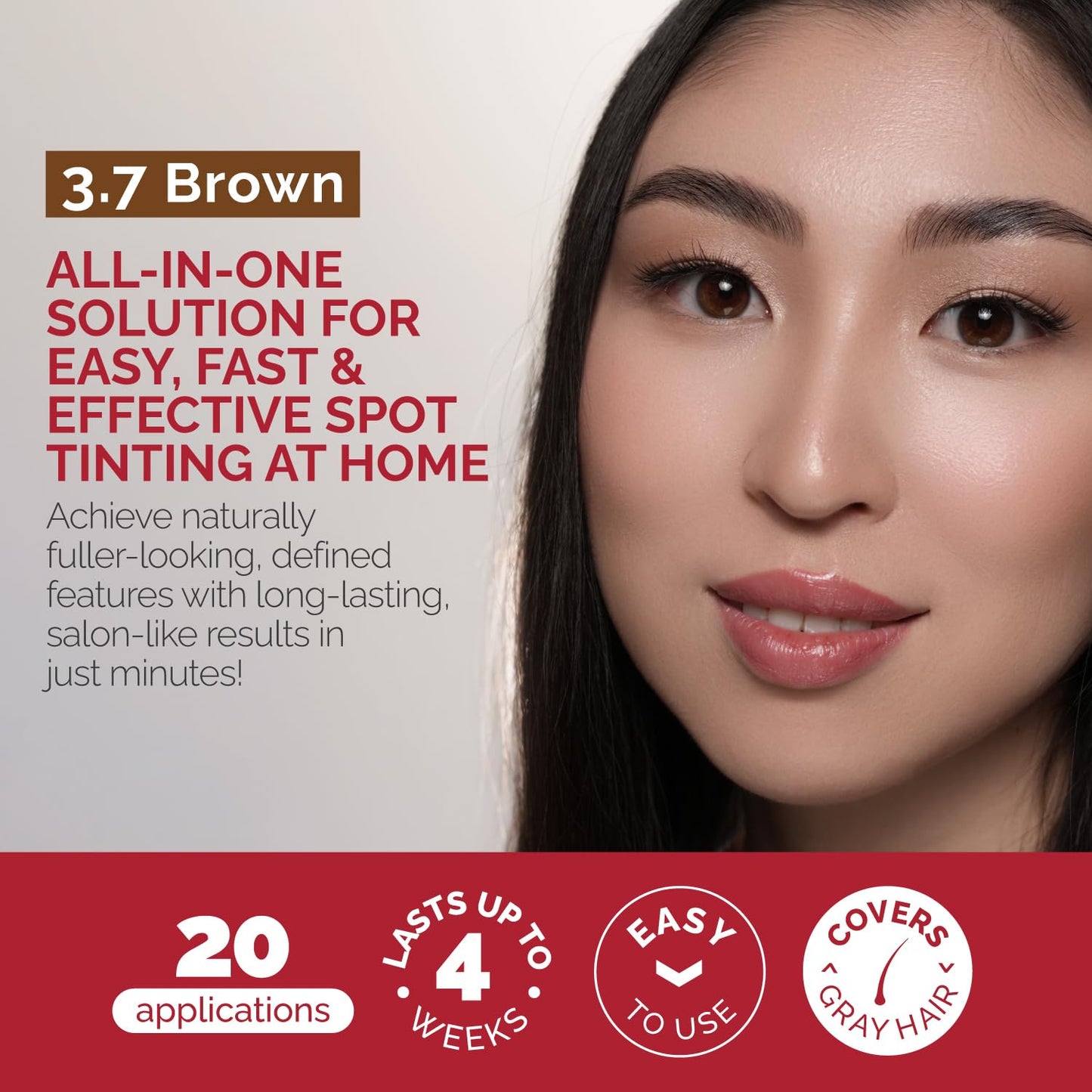 RB RENATA BEAUTY Tint Kit – Cream Hair Dye Kit with Developer and Application Brush for Spot Coloring - Covers Gray Hairs, Smudge-Proof, Long-Lasting Up to 4 Weeks, 20 Applications [Brown]