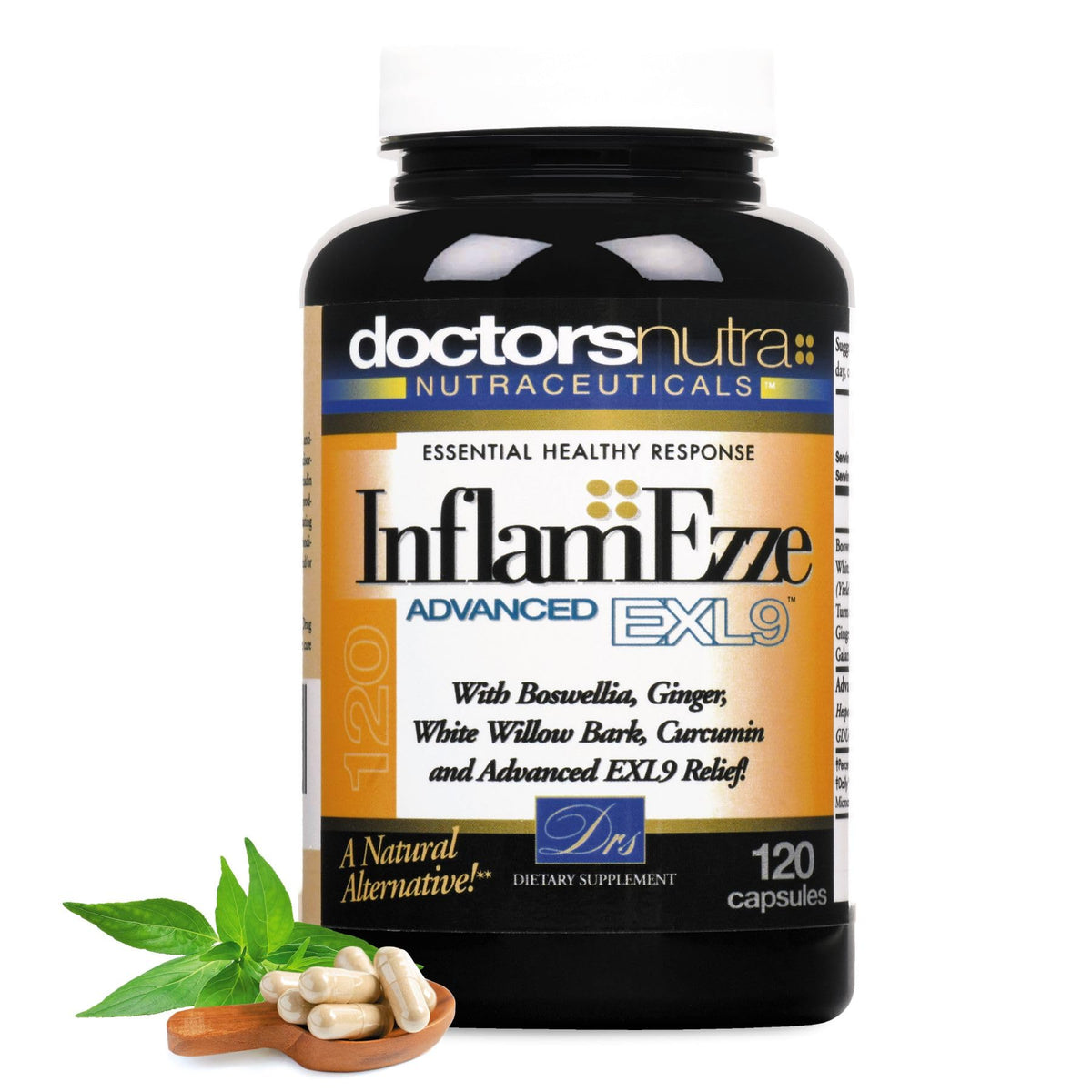 Doctors Nutra Nutraceuticals InflamEzze - Turmeric, Curcumin, Ginger Supplement - Gluten-Free (120 Count)