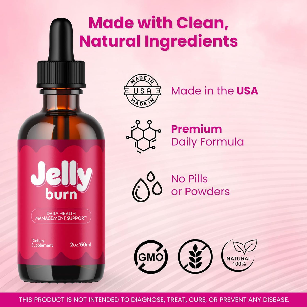 JellyBurn Drops - Official Jelly Burn Advanced Liquid Supplement Drop Premium Formula - Maximum Strength, All Natural Vitamins Support for Overall Health & Wellness, 1 Bottle for 1 Month