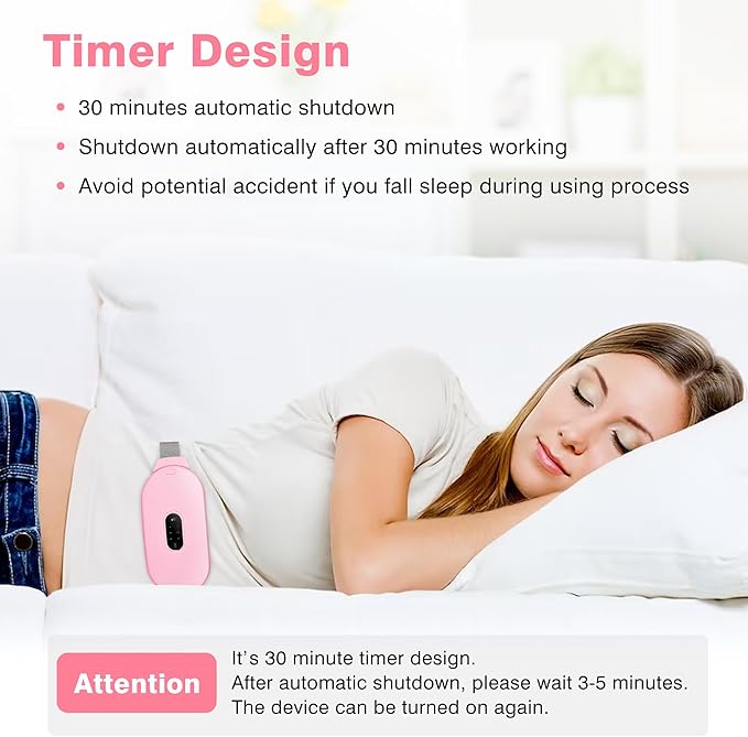 Heating Pads, Glyduny Period Cramp Massager Portable Cordless Heating Pad with 6 Heat Levels and 6 Massage Modes for Back Pain Relief Menstrual Heating Pad (Pink)