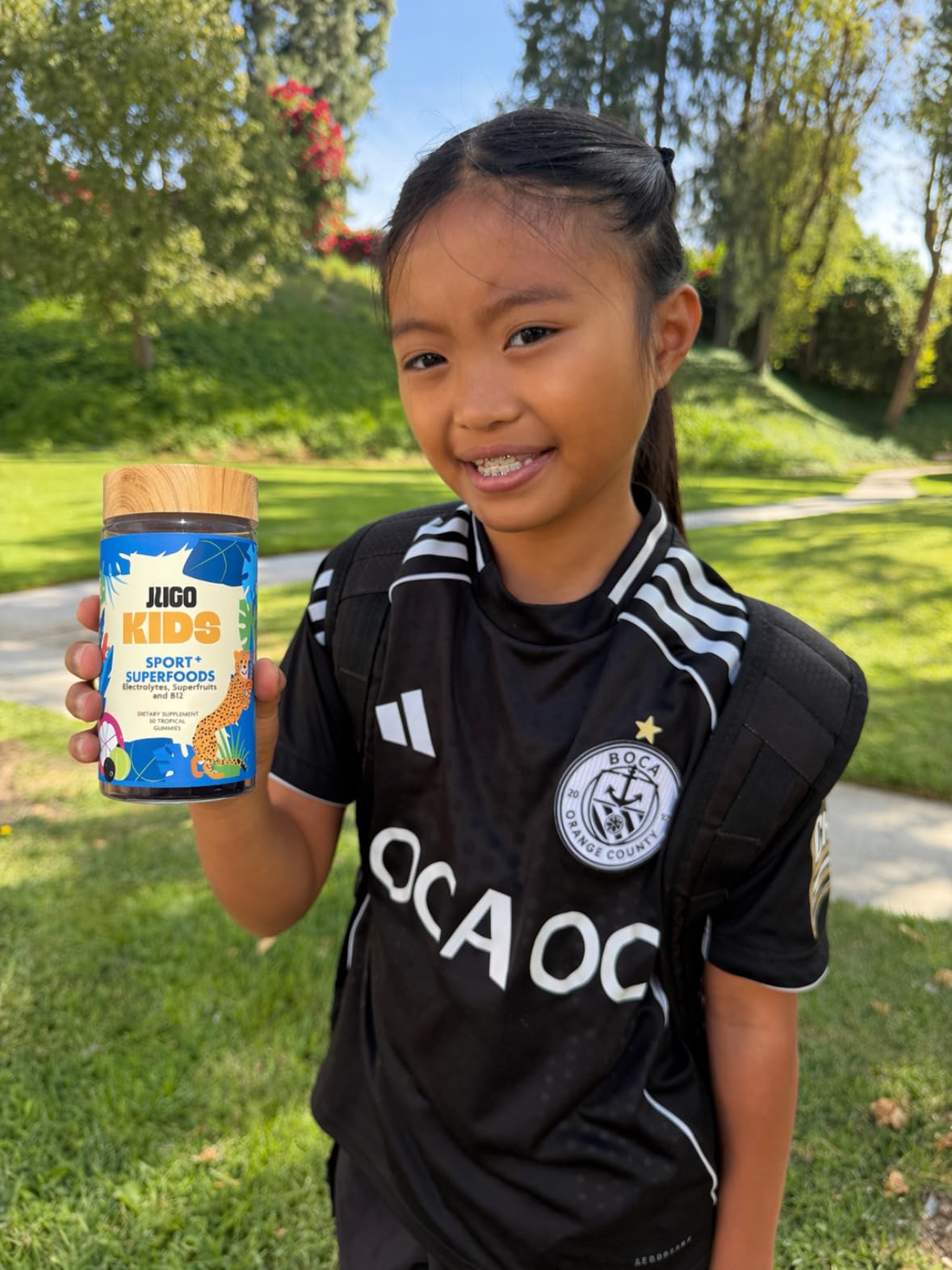 JUGO Kids Sport + SUPERFOODS Electrolyte Gummies for Sports Hydration and Daily Play with Super Fruits, Vitamin B12, and Potassium, Gluten-Free, Non-GMO, Tropical Flavor, 50 Count