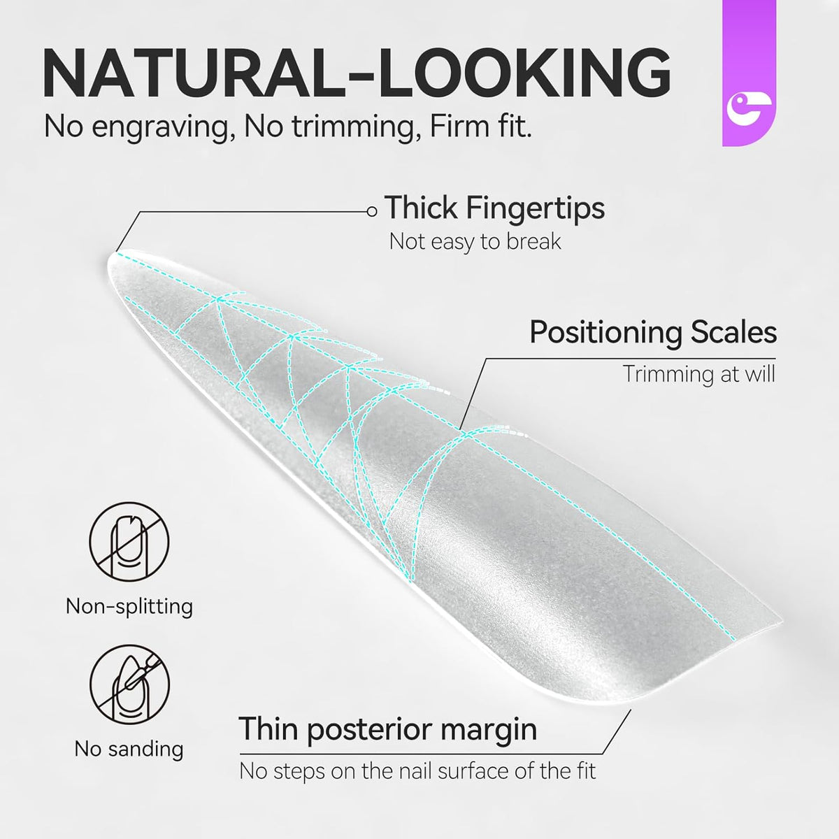 XXL Almond Gel Nail tips: 3 in 1 Gelike ec French Full Matte Guiding Line Nail Tips, Extra Long Gel Nails with Auxiliary Positioning Line, Nail Extension Tips for Beginners 84 Pcs 10 Sizes