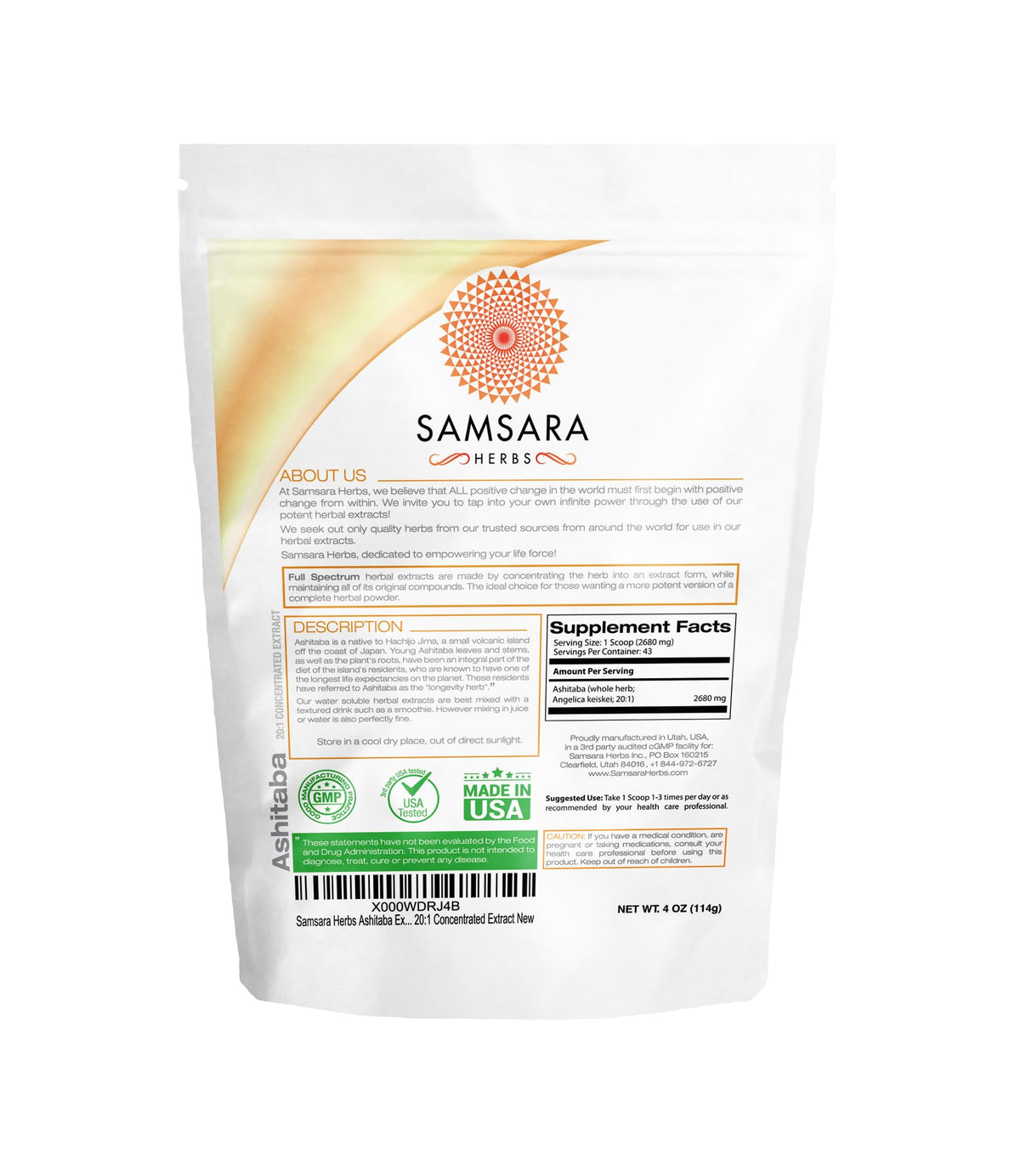 Samsara Herbs Ashitaba Extract Powder (4oz/114g) 20:1 Concentrated Extract