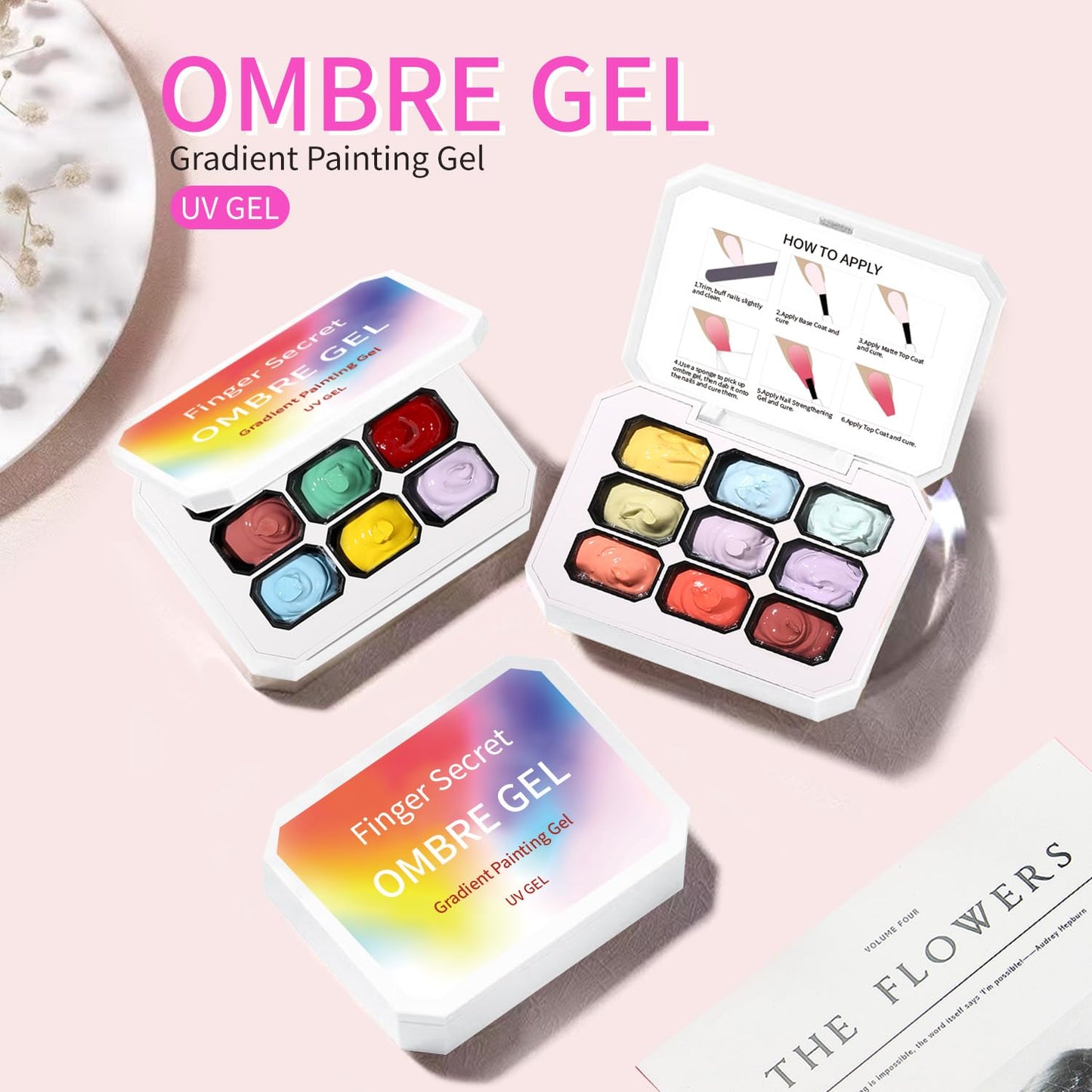 Ombre Gel Polish Nail Sponges for Ombre 9 Series Colorful Blush Effect Gradient painting gel ombre & pat paint for nails Multistyle French Manicure Nail Art DIY Home (A7, 1)