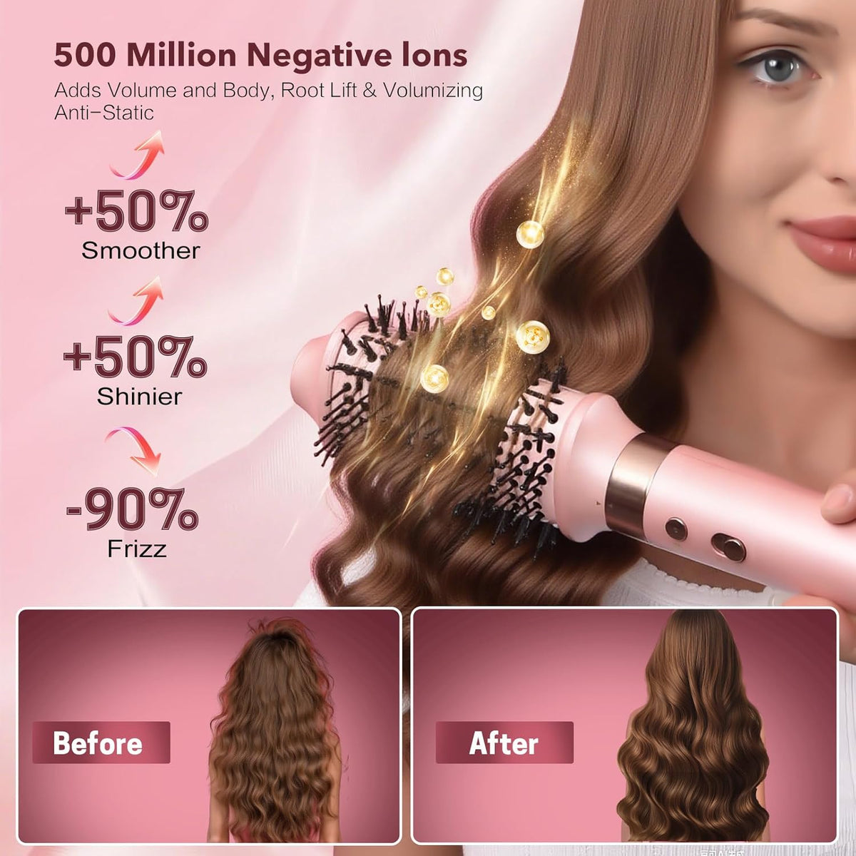 StyleVibe 8-in-1 Multi-Styler, Blow Dryer Brush & Thermal Brush with Auto Wrap Curl L/R, Fast Drying, Smooth Blowouts, Root-Lift Volume, No Heat Damage Frizz-Free Air Styler with Travel Bag