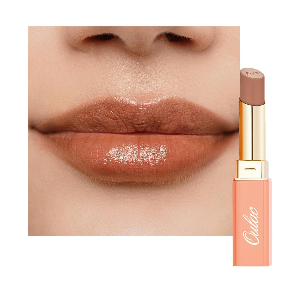 Oulac Color Rich Satin Lipstick - Light Brown Full Coverage Lip Color, Creamy Silky-Smooth, Moisturizing, Satin Matte Finish, Infused With Shea Butter, Vegan & Clean Beauty, 4g, SG10 Bailey