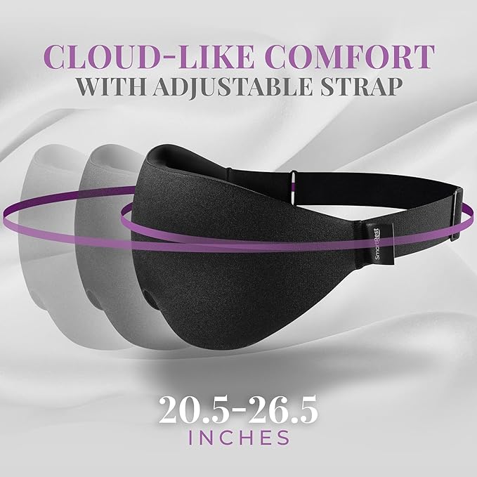 Sleep Mask [2 Pack] - Eye Mask for Sleeping - Ultra Lightweight for Side Sleepers, Contoured, 100% Blackout Sleeping Masks for Women and Men, Blindfold and Eye Covers - S1 Black