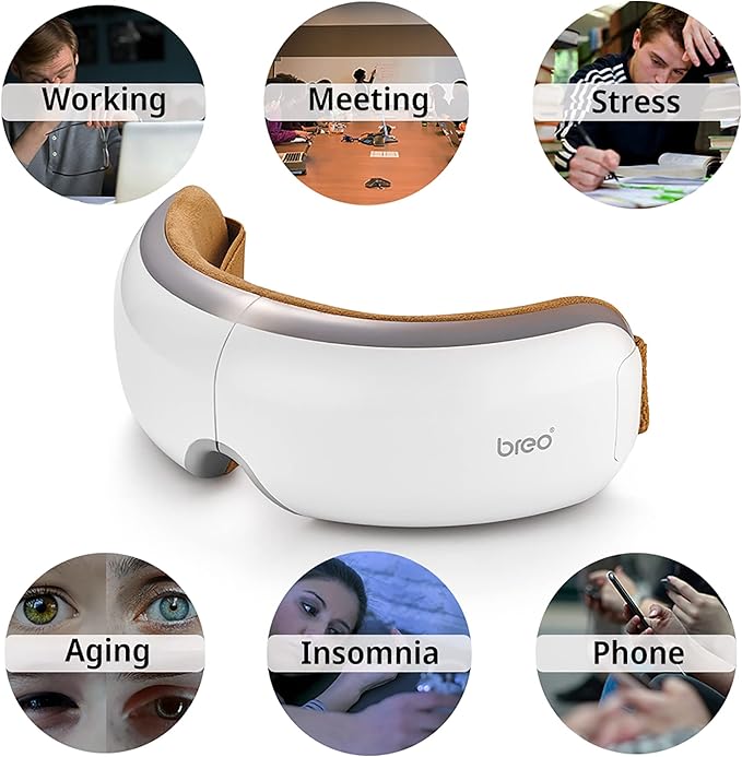 Breo iSee4 Eye Massager, Electric Eye Massager with Heat, Eye Mask for Relax & Relief, Gifts for Women Men