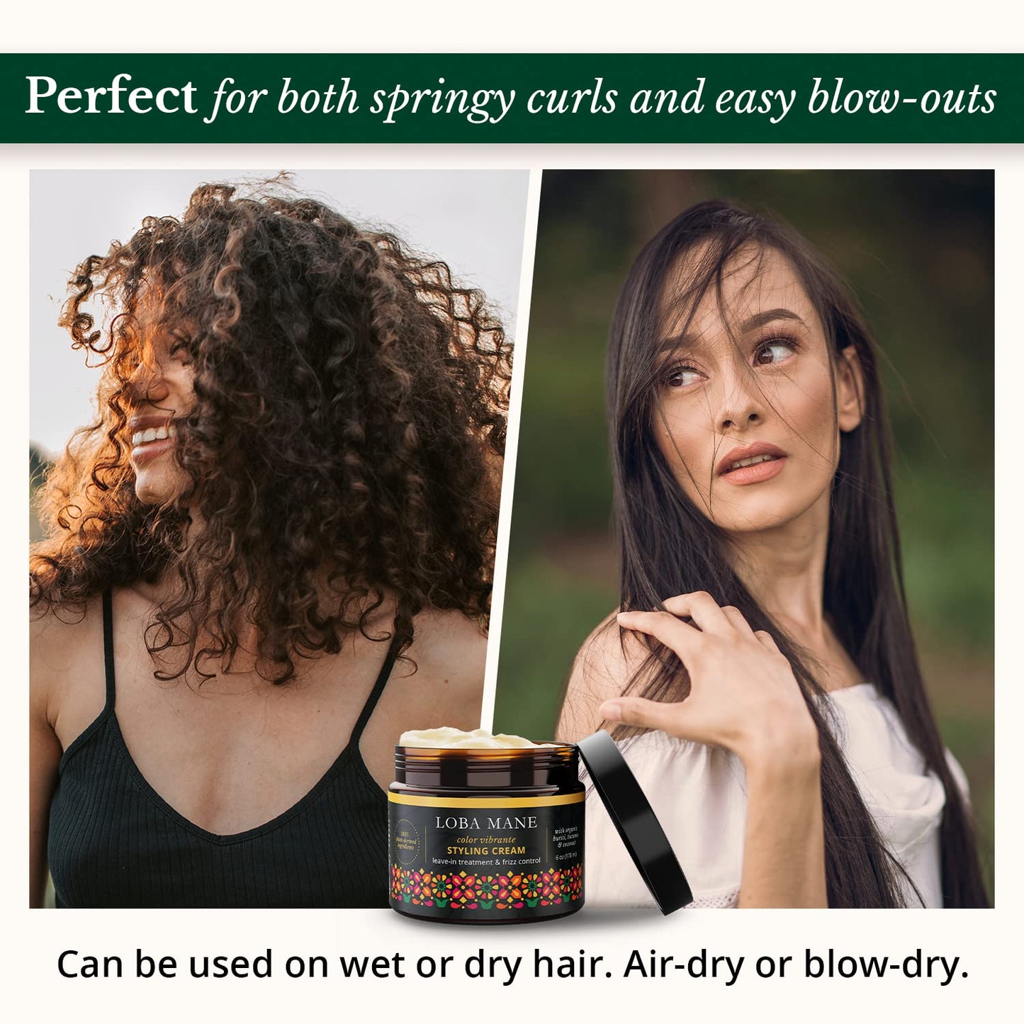 Curl Styling Cream – Anti Frizz & Heat Protection Curl Defining Cream - Nourishes and Hydrates - Color Safe, Vegan, Natural & Organic Curly Hair Cream (6oz)