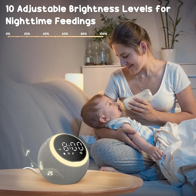 Rohent Sound Machine for Sleep: 25 Soothing Sounds, 7 Soft Wake-Up Sounds, 16 Adjustable Volume & Timer, Memory Function - Ideal for Bedrooms Use