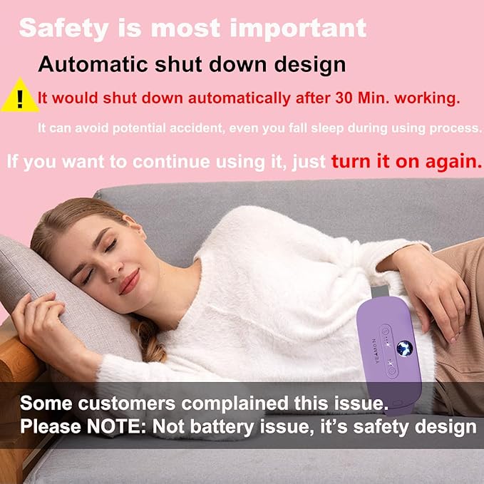 Portable Cordless Heating Pad, Electric Waist Belt Device,Fast Heating Pad with 3 Heat Levels and 3 Vibration Massage Modes, Back or Belly Heating Pad for Women and Girl(Light Purple)