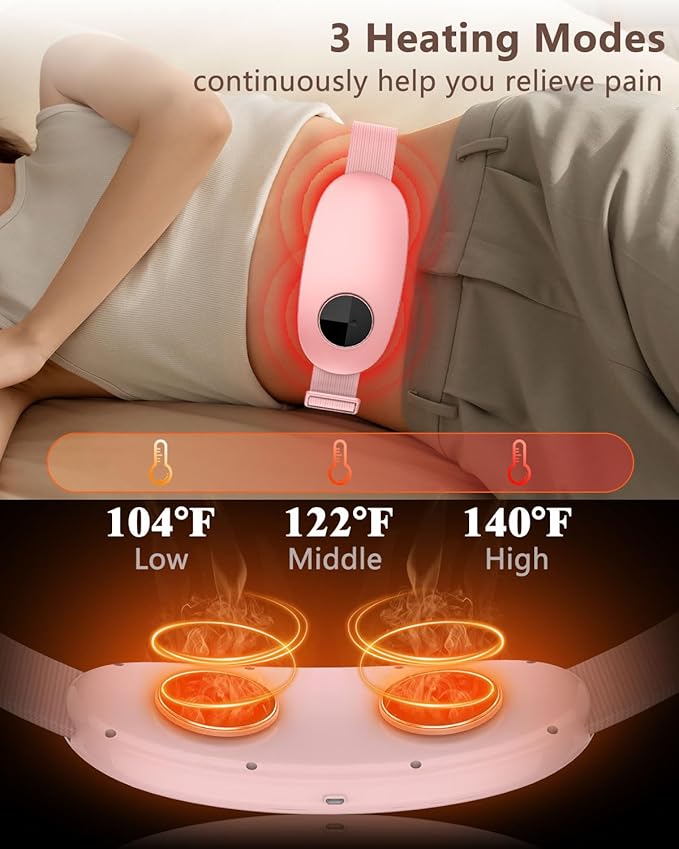 Back Massager with Heat-Heating Pad for Back Pain Relief,Lower Back Massager Abdominal Belly Massagers with 6 Massage,16 Intensity&3 Heated,Cordless Personal Travel Wrap Belt Gifts for Men and Women