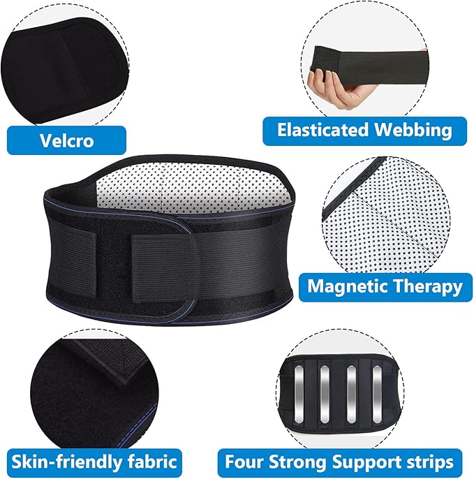 Thermal Magnetic Therapy Lumbar Support Belt Lower Back Brace for Men and Women, Self-Heating Waist Strap with Gauss Magnets (X-Large) 1