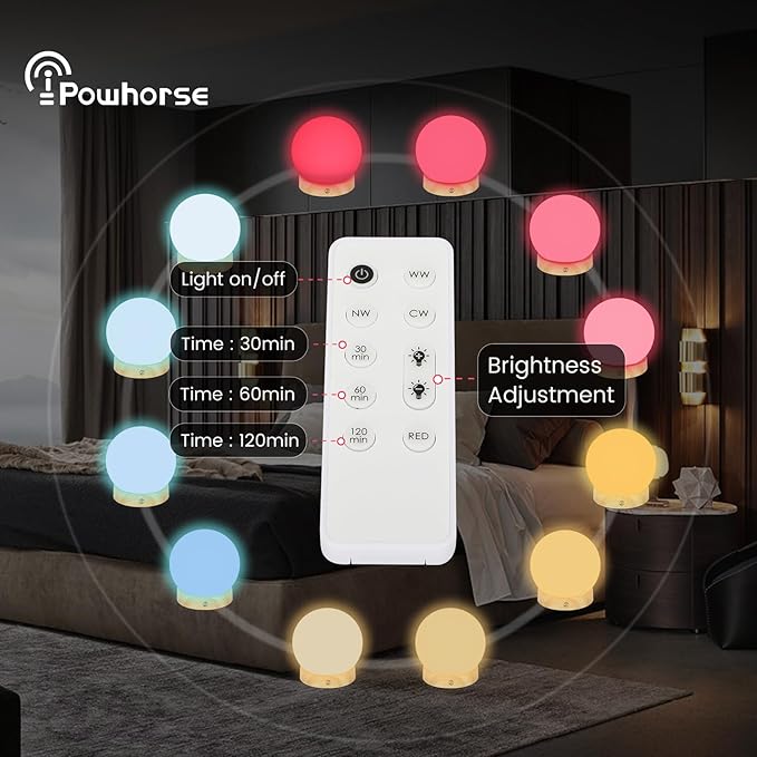 Red Light Sleep Lamp for Bedroom & Nursery Nightlight, Aid Promotes Natural Sleep, Remote Controll Set A Time to Auto Turn Off, Adjustable Brightness. 670nm Red Light Helps with Melatonin