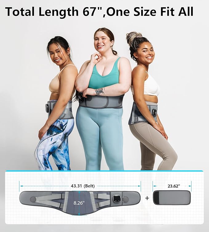 ALLJOY 67" Cordless Heating Pad for Back Pain Relief FSA HSA Eligible, Father's Day Gifts for Dad Men Women Mom, Portable Lower Back Massager with 3 Heat 5 Vibration, Lock Screen Supported