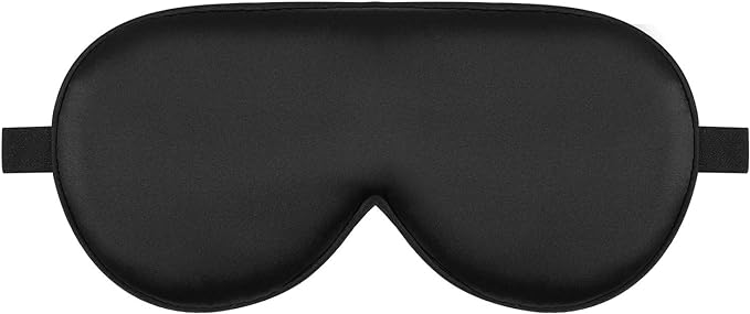Alaska Bear Sleep Mask Silk Cover Eye Contour Built-in No Pressure for Sleeping, Upgrade Over Conventional Flat Satin Eye Masks, Machine Washable (Black)