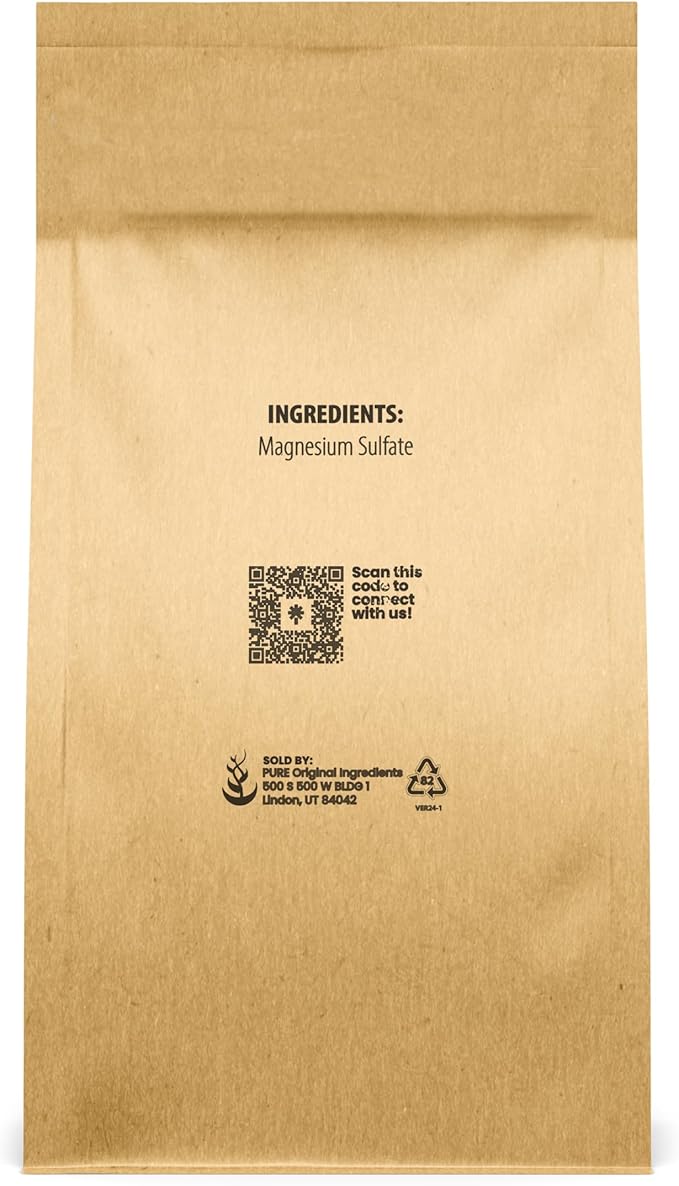 Pure Original Ingredients Epsom Salt, 3 lb, Pure Magnesium Sulfate, Bathing & Soaking