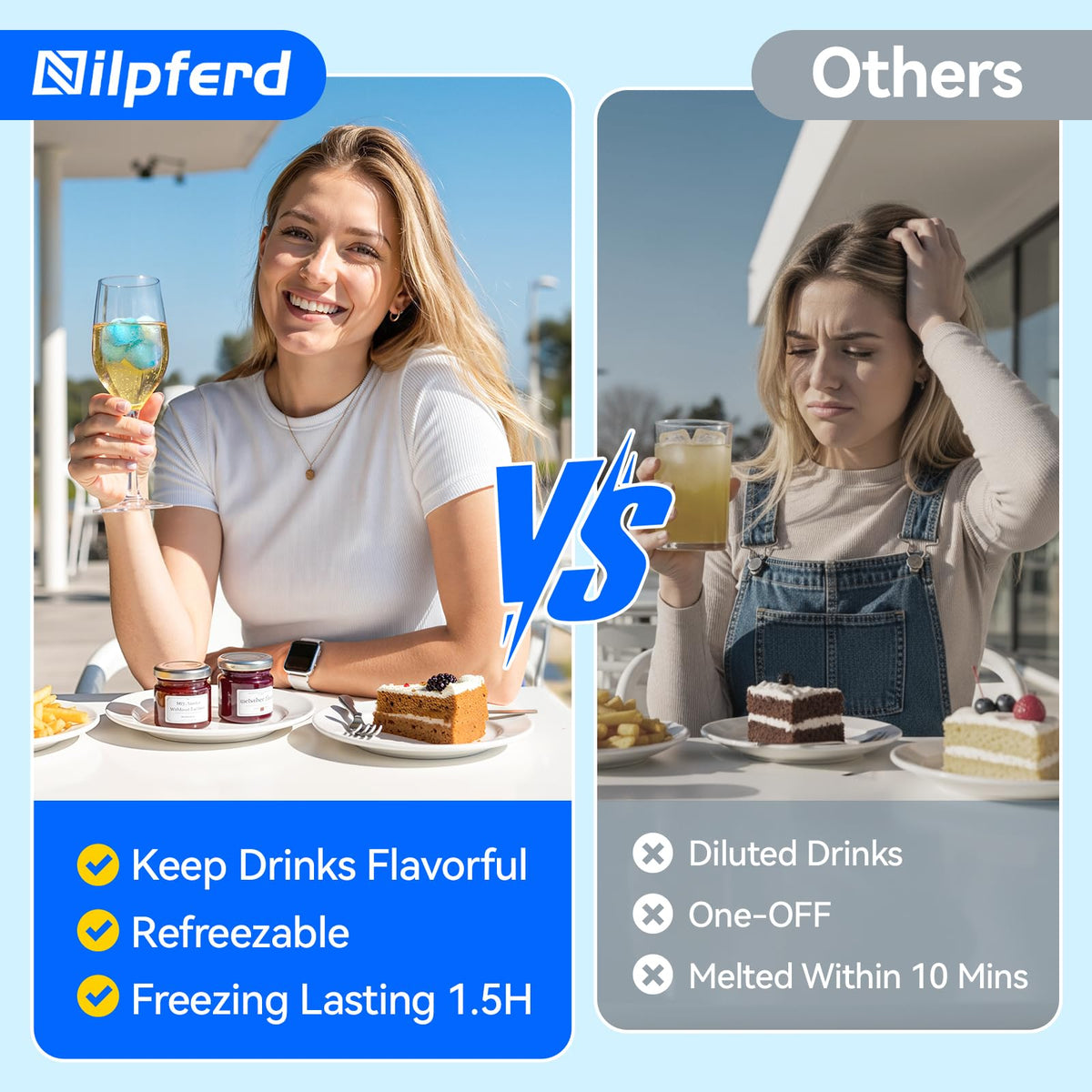 Nilpferd 360 Pack Reusable Ice Cubes for Drinks, BPA-Free Ice Packs for Lunch Boxes, Coolers, Refreezable Plastic Ice Cubes Without Diluting Drinks for Party Hosts & Outdoor Ice Baths Enthusiasts