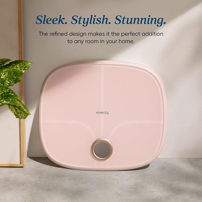 Etekcity Smart Rechargeable Scale for Body Weight, BMI, Fat, Muscle Mass, Digital Bathroom Scale with 13 Metrics, Secret Mode, Bluetooth Connect to Free Apps, Cotton Candy Pink