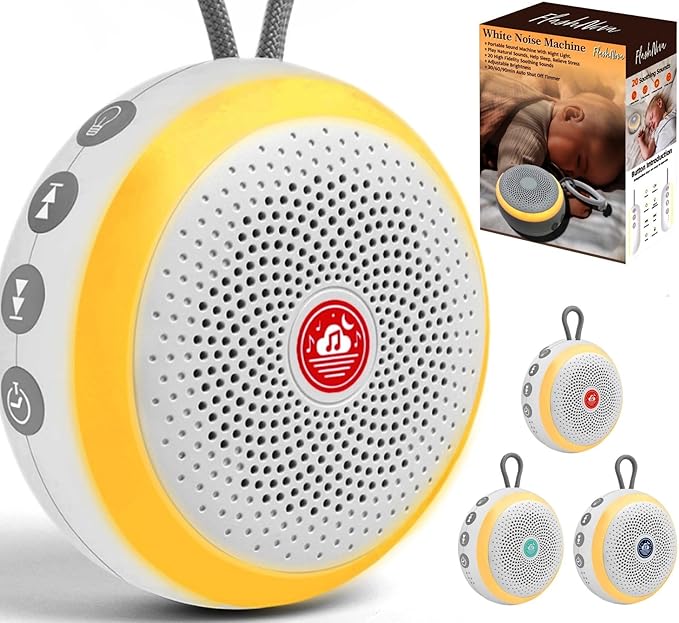 Mini White Noise Machine for Travel – 20 Calming Sounds, Rechargeable, Lightweight with Clip – Sleep Sound Machine for Adults, Kids & On-The-Go Use