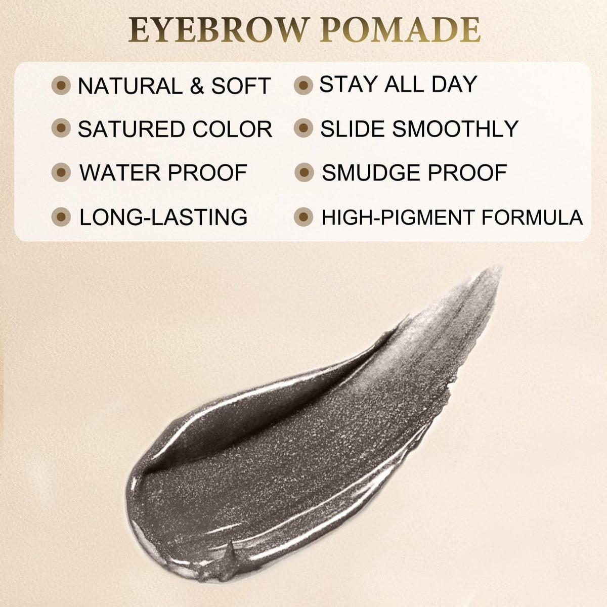 LAVONE Eyebrow Stamp Stencil Kit for Eyebrow, Brow Stamp Trio Kit with Waterproof Eyebrow Pencil, Eyebrow Pomade,20 Eyebrow Stencils,Dual-ended Eyebrow Brush and Sponge Applicator - Dark Grey