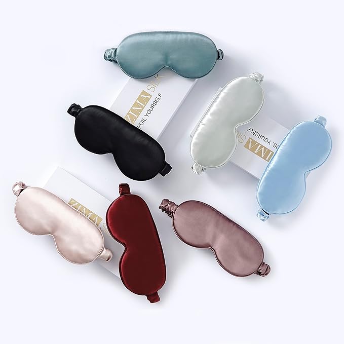 ZIMASILK Adjustable 22 Momme 100% Mulberry Silk Sleep Mask, 3D Contoured Cup Eye Mask for Sleeping, Super Soft Breathable Blindfold, Perfect Blocks Light for Sleeping. (Blue Haze)