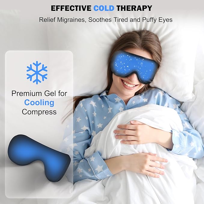 Sleep Eye Mask with Heat and Cooling for Dry Eyes Migraines, USB Electric Heated Eye Mask for Sleeping Meditation Travel Gifts for Women & Men (Black)