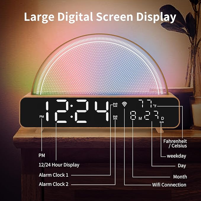 Love Lamp Wi-Fi Touch Lamp LED Light with Color Library,White Noise Smart Lamp,Sunrise Alarm Gentle Wake Up,App Control,Compatible with Alexa Google Home,for Long Distance Interaction,Friendship