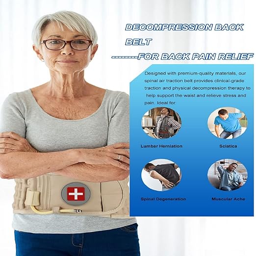 Back Decompression Belt Inflatable Lumbar Support for Lower Back Pain Relief - One Size for 29-49 Waist
