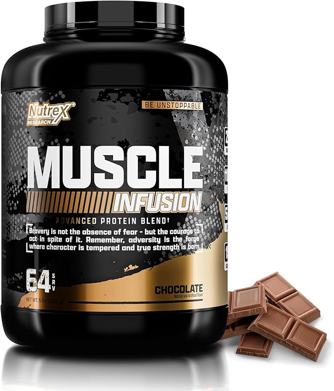 Nutrex Research Whey Protein Powder, Chocolate Muscle Infusion Whey Isolate Plus Niox Bundle