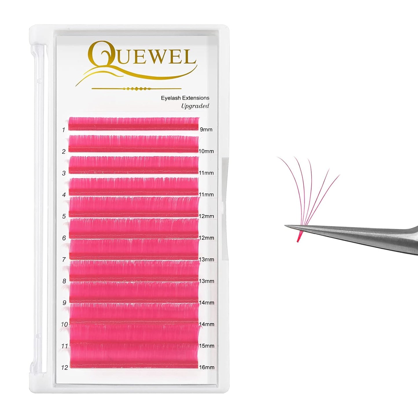 Colored Lashes Extensions .07 D Curl Easy Fan Volume Lashes Pink Volume Lash Extensions 9-16mm Mixed Lash Tray Self Fanning 2D-10D Volume Eyelash Extensions by QUEWEL (Pink 0.07 D 9-16mm)