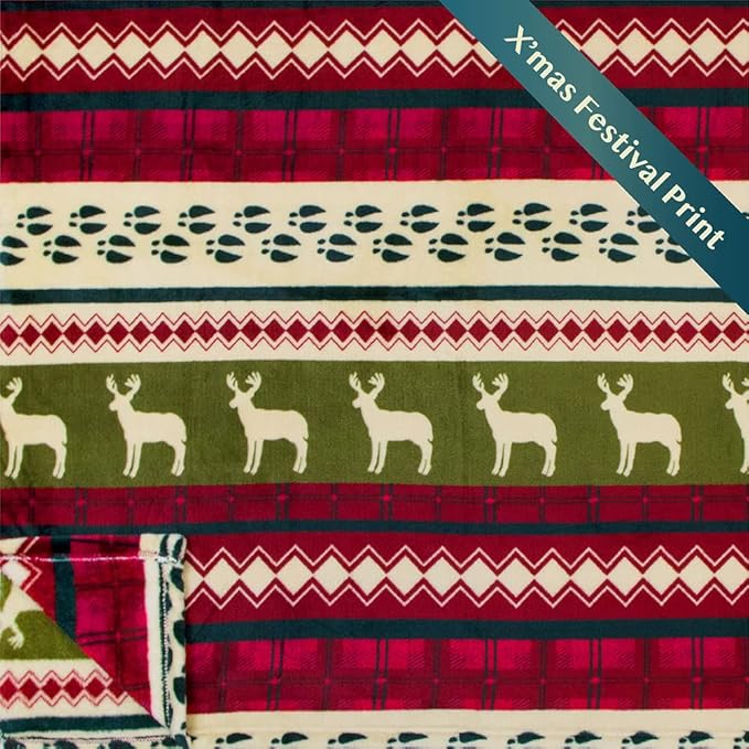 PAVILIA Christmas Throw Blanket | Red Christmas Holiday Fleece Blanket | Soft, Plush, Warm Winter Cabin Throw, 50x60 (Red Christmas)