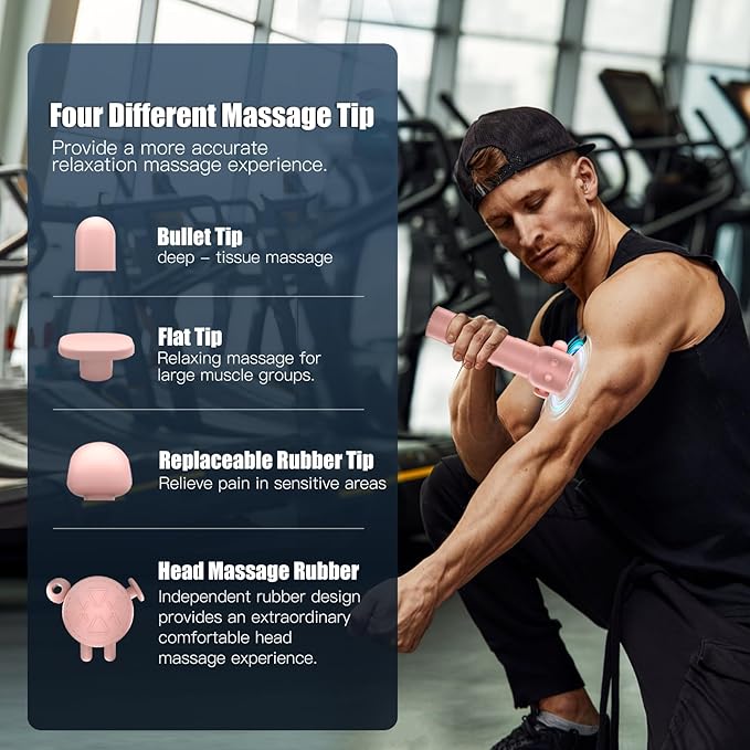Pro Max Therapy Deep Muscle & Head Vibration Massager, Rechargeable Portable Massager for Travel – Relieves Fatigue & Stress, Soothes Scalp Tension, Pink