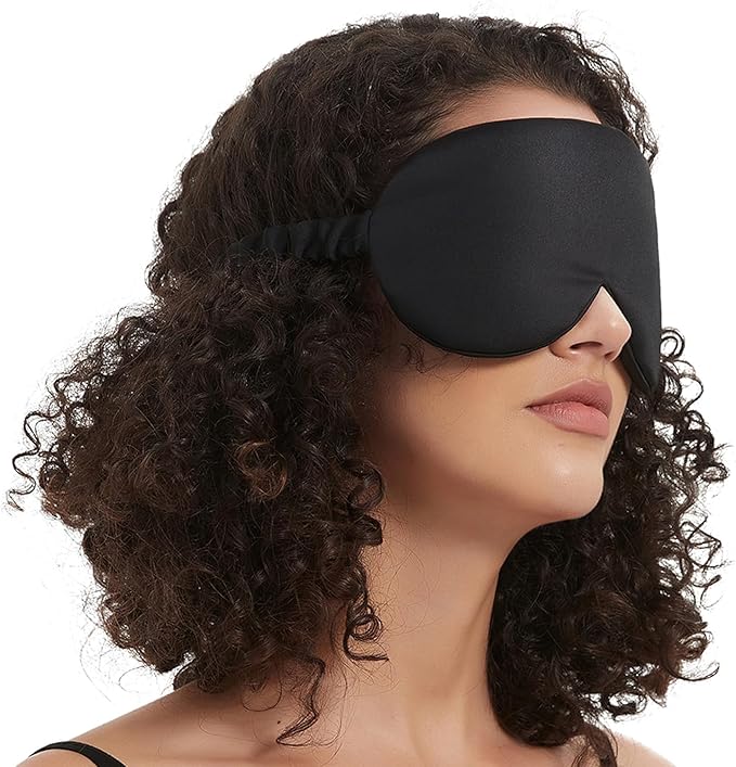 ALASKA BEAR Sleep Mask with Silk-Covered Headband for Hair Care, Silk Eye Mask Comfortable Scrunchy Band Over Ears Non-Adjustable Elastic Strap (Thick, Luxury 22 Momme)