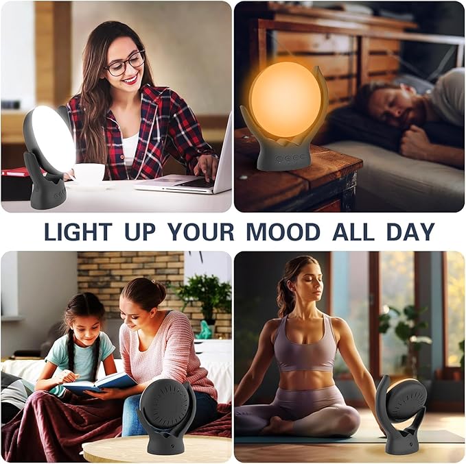 Voraiya Light Therapy Lamp, UV-Free 10000 Lux, Rotatable Happy Sunlight With 5 Brightness & 3 Color Temperature, Timer & Memory Function, Daylight for Bedroom, Office