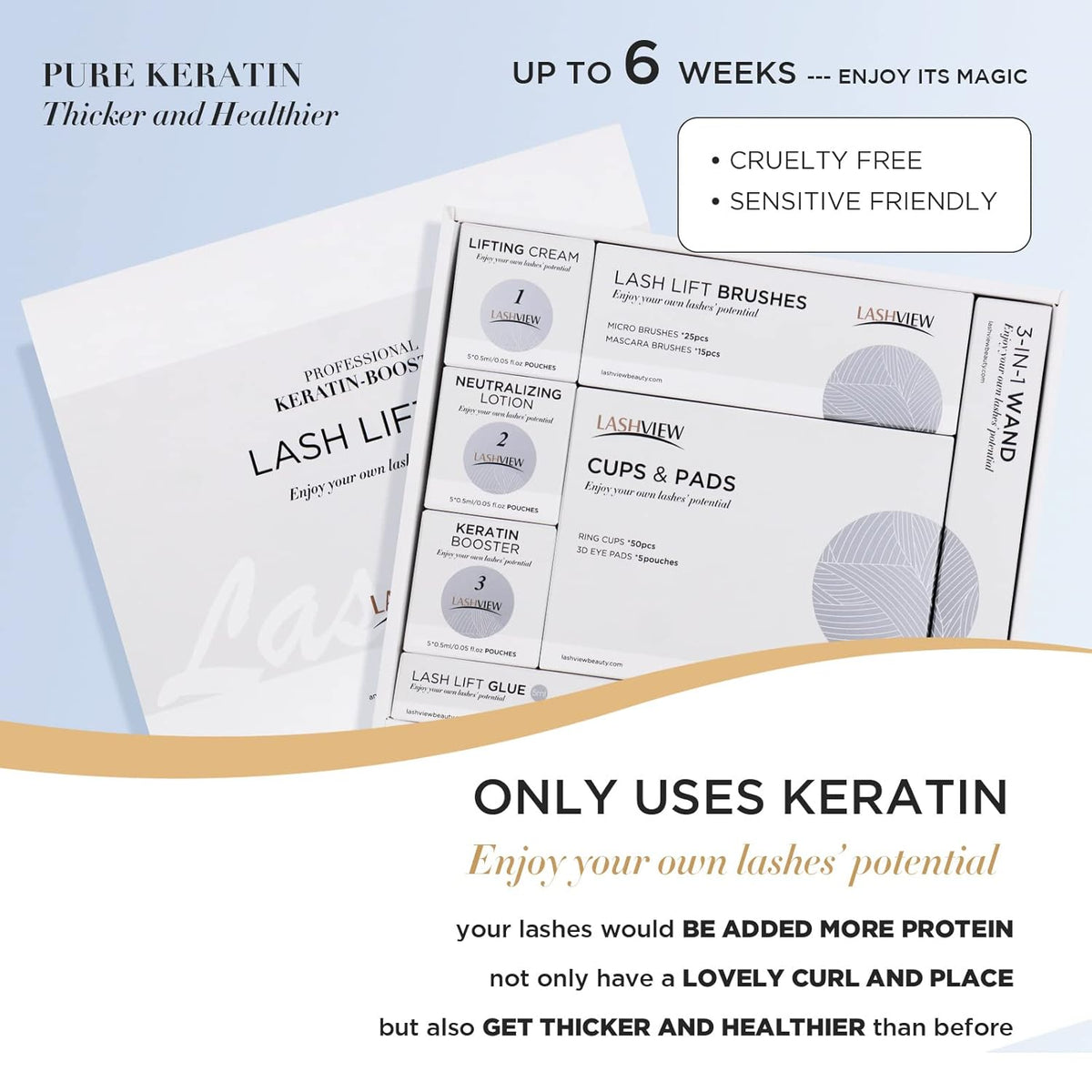 LASHVIEW Lash Lift Kit,Professional Eyelash Perm Kit,Liquid Set,Semi-Permanent,Curling Perming,Wave Lift Extension Perm Set,5 Times