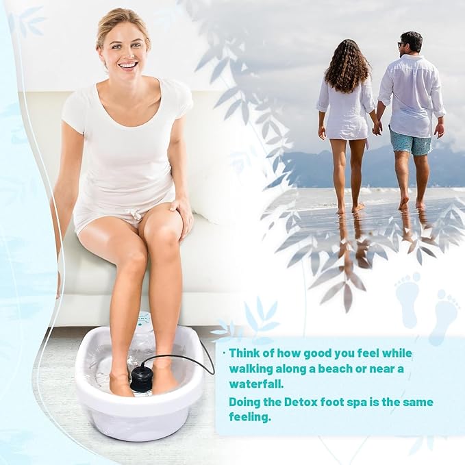 Foot Detox Machine, Portable Ionic Foot Bath Detox Machine, Ion Foot Spa Cleanser for Home Travelling USE with 10 Liners