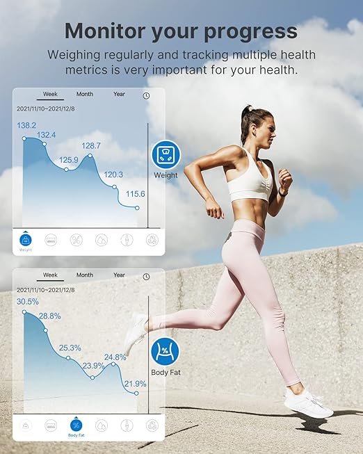 RENPHO Rechargeable Smart Scale for Body Weight, Electronic 13 Body Composition Monitors sync with App, Bluetooth Digital Bathroom Scales, Elis 1, Black, 396 lbs
