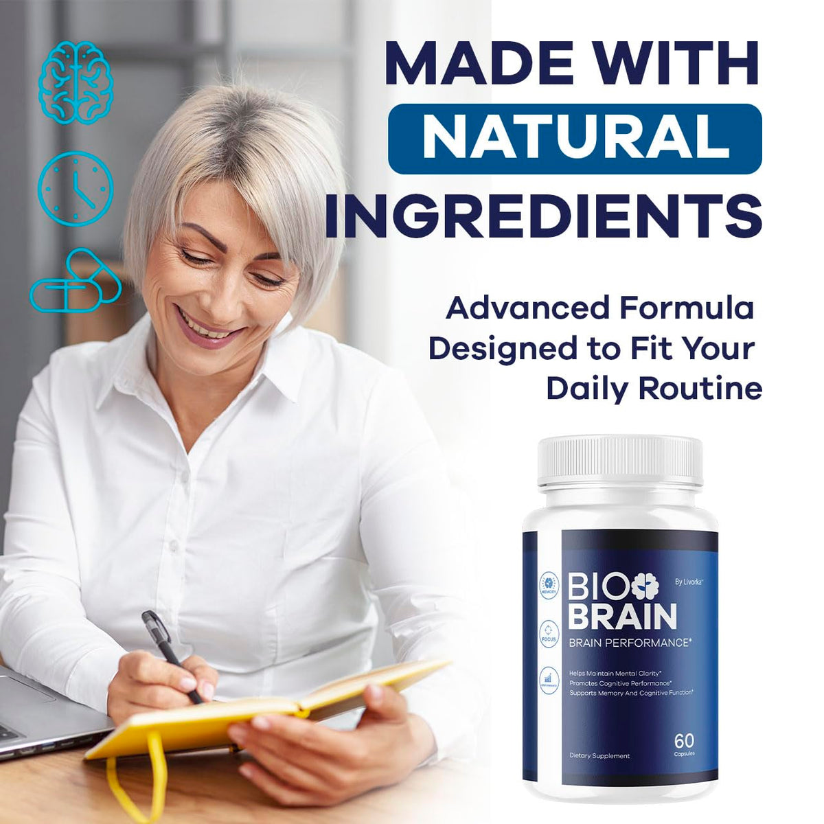 (5 Pack) Bio Brain Capsules - Official BioBrain Supplement Pills Daily Support Brain & Memory Focus All Natural Advanced Premium Formula for Overall Health & Wellness, 300 Capsules for 5 Months